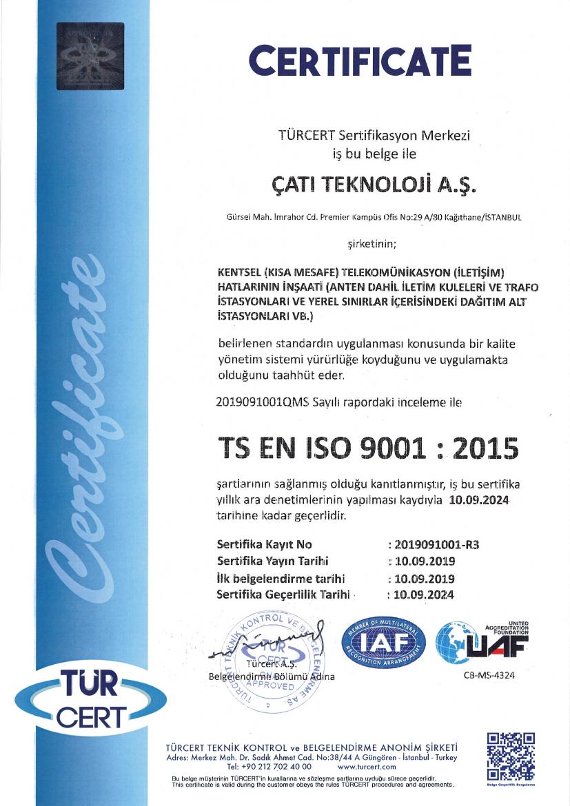 ISO 9001 sertifikası