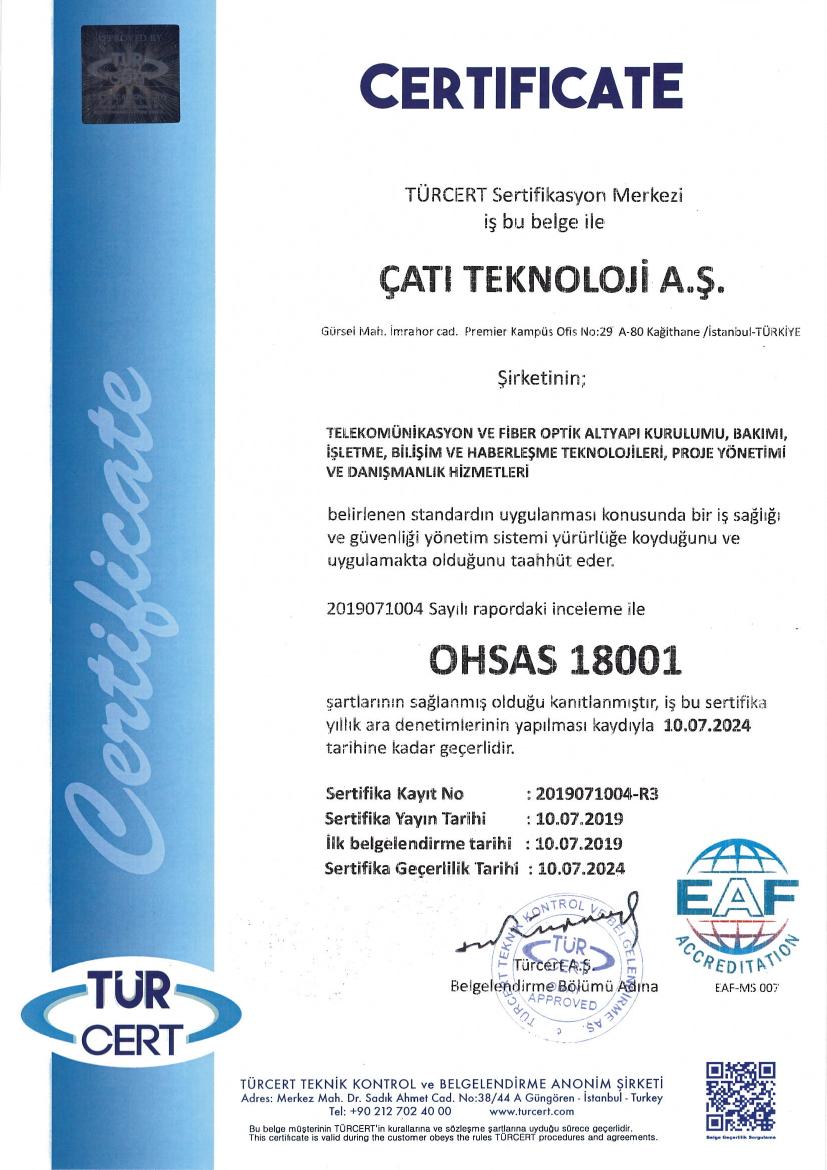 OHSAS 18001 sertifikası